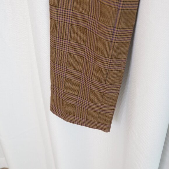 Michael Kors Runway Collection Italian Wool Brown Plaid Straight Leg Pants Sz 4 - Picture 5 of 9